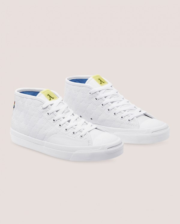 Converse X Alexis Sablone Pride Jack Purcell Pro Hvide Sko Danmark - Converse Mid Sneakers Dame - 26